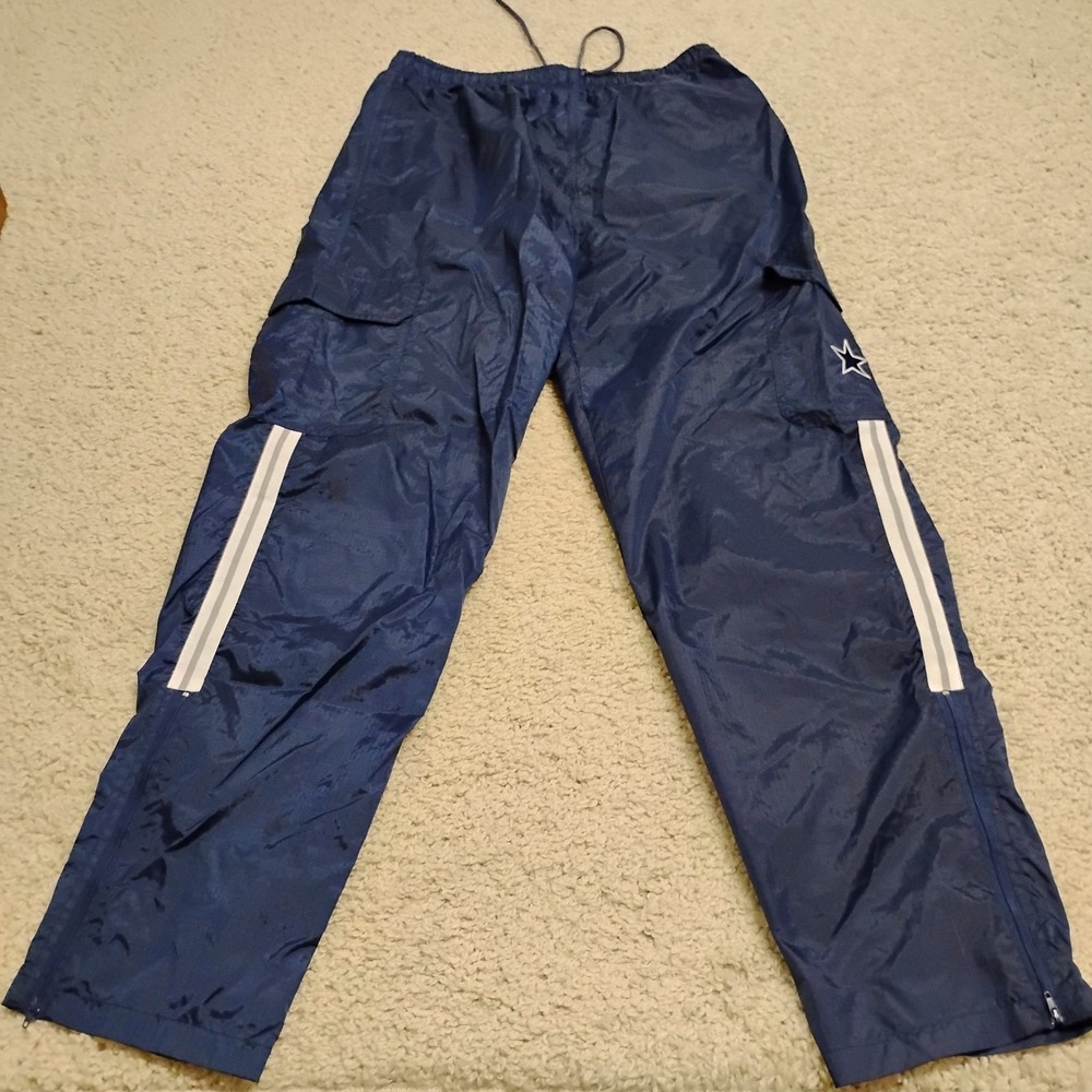 VTG Dallas Cowboys Pants Men M Windbreaker Track Ankle Zip Game Day Football 90s